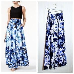 Rubber Ducky Maxi Skirt Womens Size S Blue White Floral Print Formal Pockets